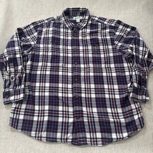 Duluth Trading Flannel Shirt Men's 2XL Blue Plaid Free Swingin'‎ Relaxed 52007
